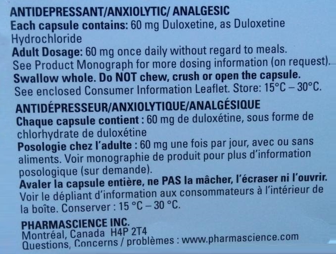 pms-Duloxétine 60mg